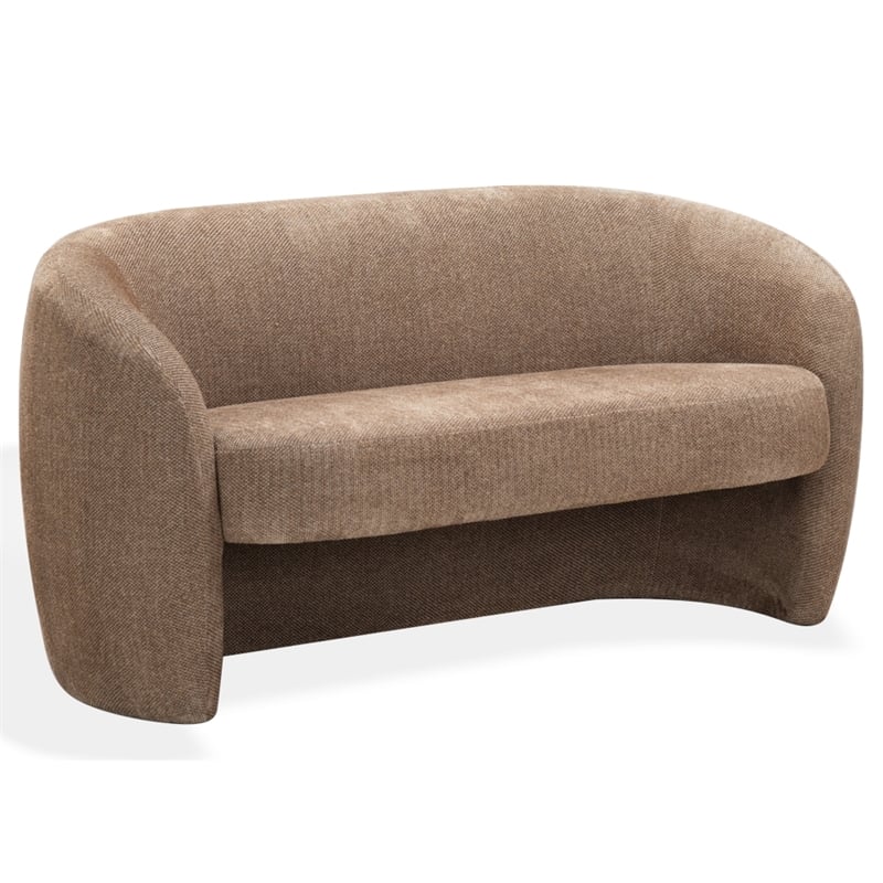 Safavieh Zhao Wood Curved Loveseat in Brown