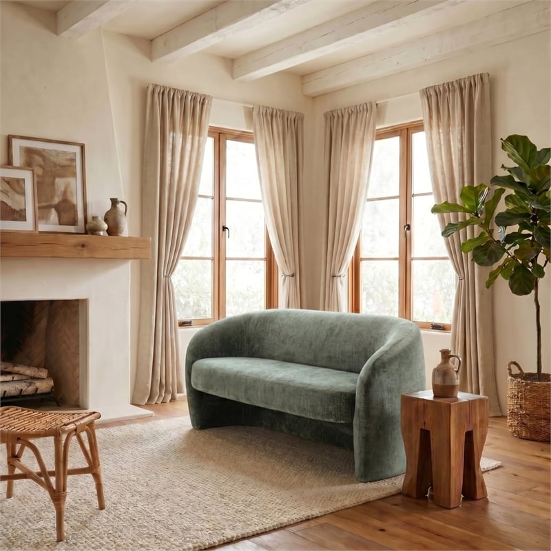 Safavieh Zhao Wood Curved Loveseat in Green