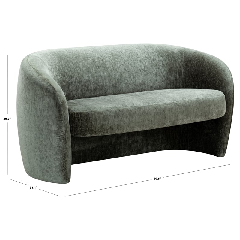 Safavieh Zhao Wood Curved Loveseat in Green