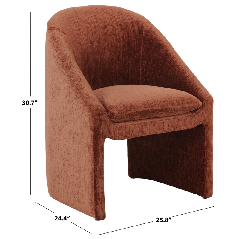 Safavieh Kagan Chenille and Wood Dining Chair in Camel