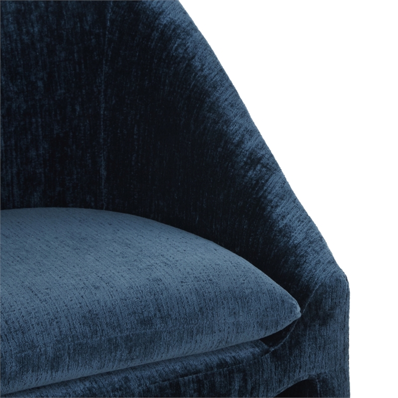 Safavieh Kagan Chenille and Wood Dining Chair in Navy