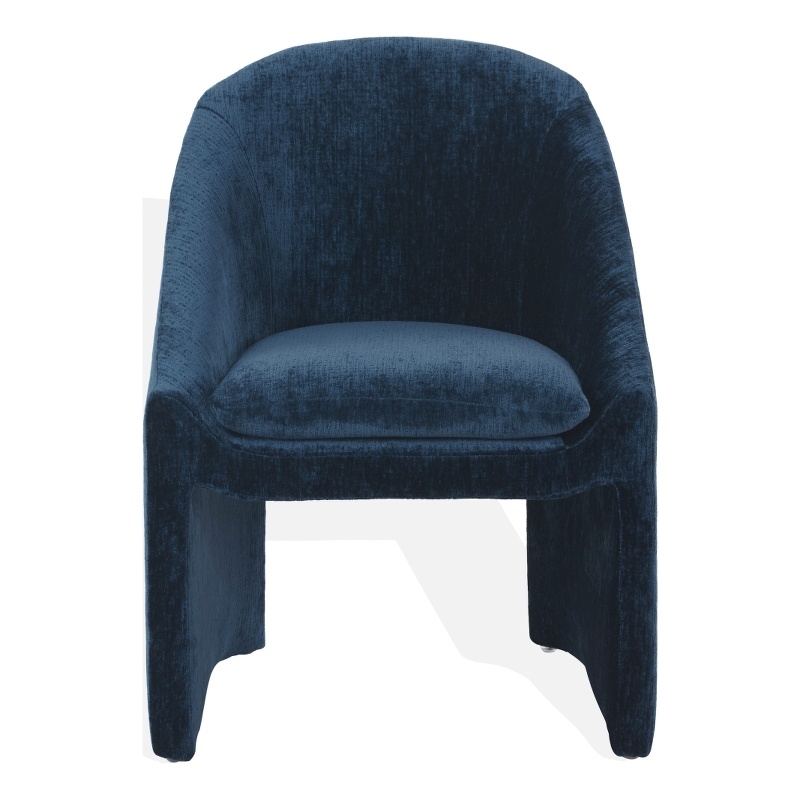 Safavieh Kagan Chenille and Wood Dining Chair in Navy