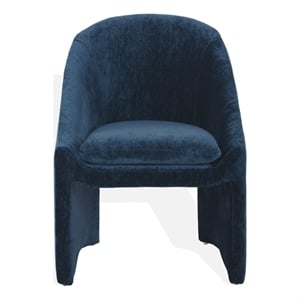 Safavieh Kagan Chenille and Wood Dining Chair in Navy
