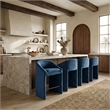 Safavieh Kagan Chenille and Wood Counter Stool in Navy