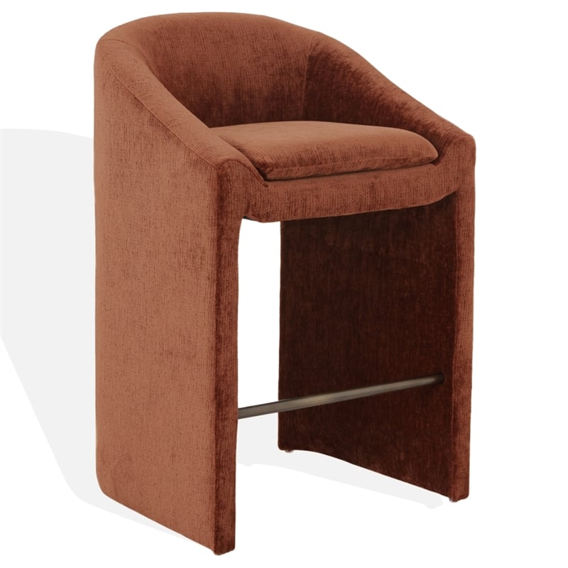 Safavieh Kagan Chenille and Wood Barstool in Camel
