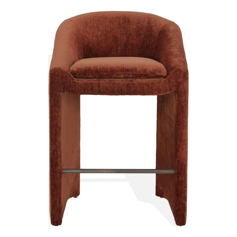 Safavieh Kagan Chenille and Wood Barstool in Camel