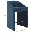 Safavieh Kagan Chenille and Wood Barstool in Navy