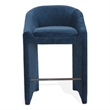 Safavieh Kagan Chenille and Wood Barstool in Navy