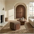 Safavieh Norabeth Chenille and Wood Ottoman in Brown/ Walnut