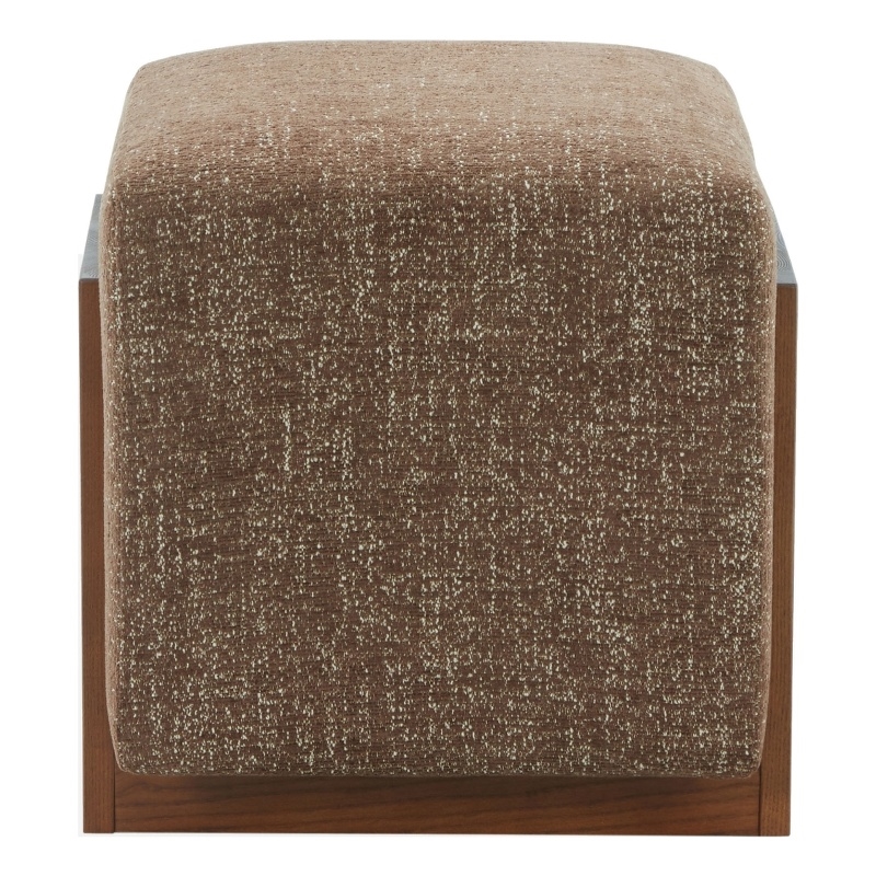 Safavieh Norabeth Chenille and Wood Ottoman in Brown/ Walnut