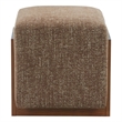 Safavieh Norabeth Chenille and Wood Ottoman in Brown/ Walnut