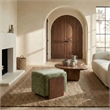 Safavieh Norabeth Chenille and Wood Ottoman in Green / Walnut