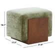 Safavieh Norabeth Chenille and Wood Ottoman in Green / Walnut
