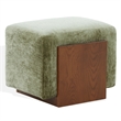 Safavieh Norabeth Chenille and Wood Ottoman in Green / Walnut