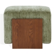 Safavieh Norabeth Chenille and Wood Ottoman in Green / Walnut