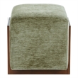 Safavieh Norabeth Chenille and Wood Ottoman in Green / Walnut