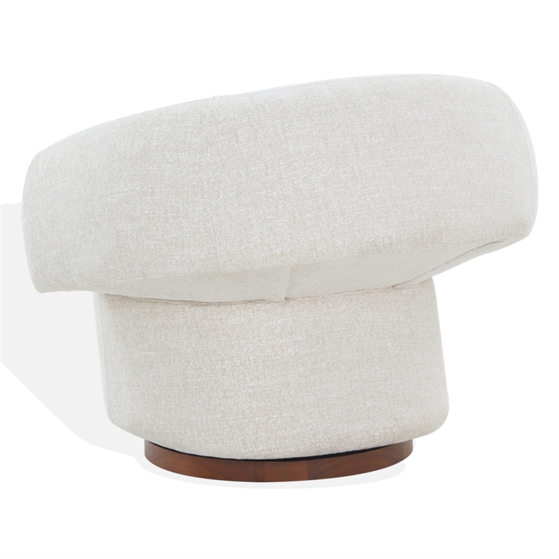 Safavieh Kerriann Chenille and Wood Swivel Chair in Taupe