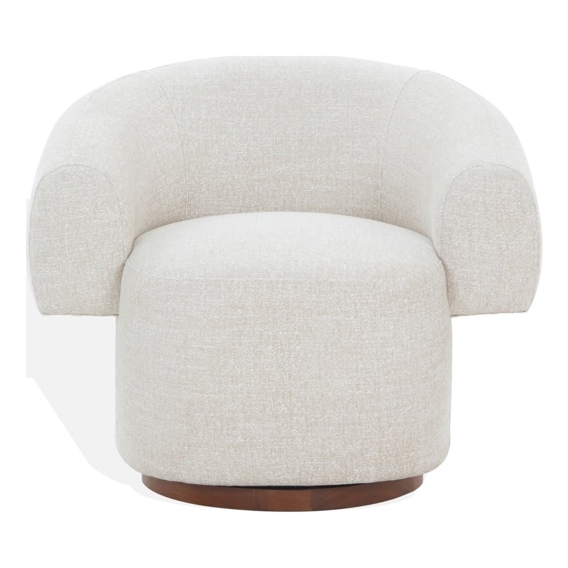 Safavieh Kerriann Chenille and Wood Swivel Chair in Taupe