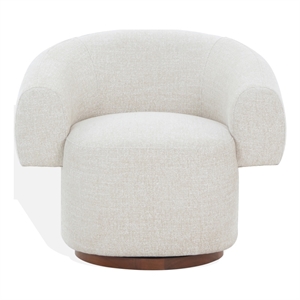 Safavieh Kerriann Chenille and Wood Swivel Chair in Taupe