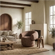 Safavieh Kerriann Chenille and Wood Swivel Chair in Brown