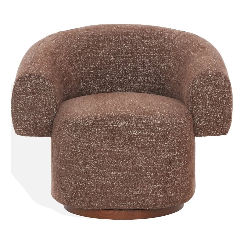 Safavieh Kerriann Chenille and Wood Swivel Chair in Brown