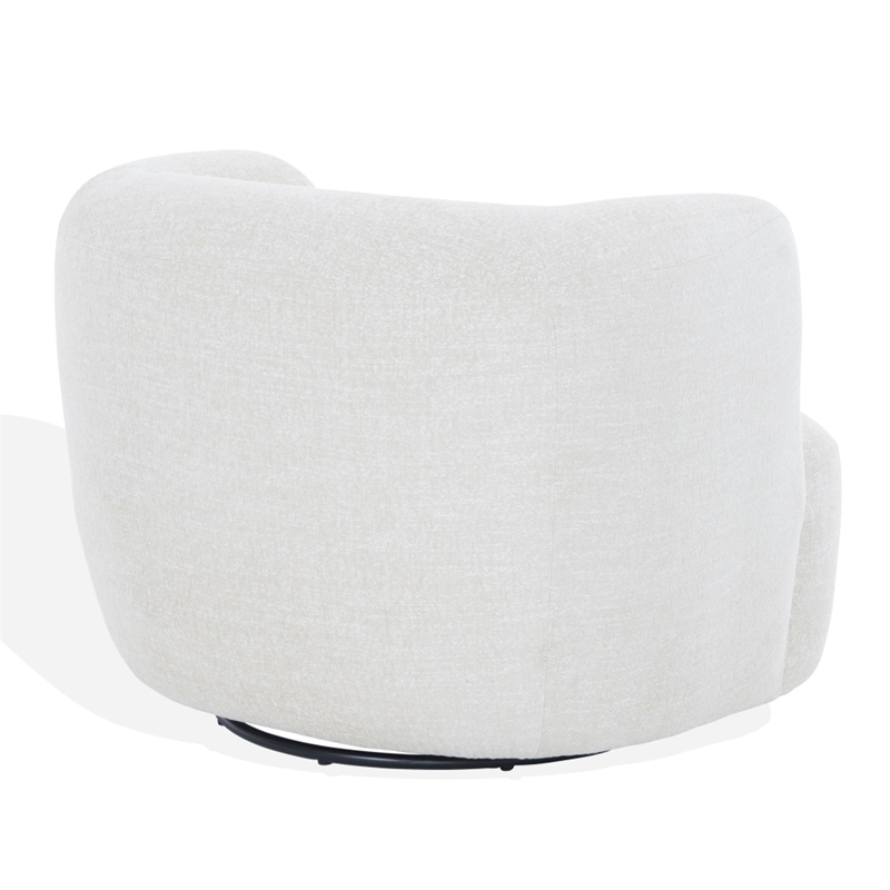 Safavieh Joangela Chenille and Wood Swivel Chair in Taupe