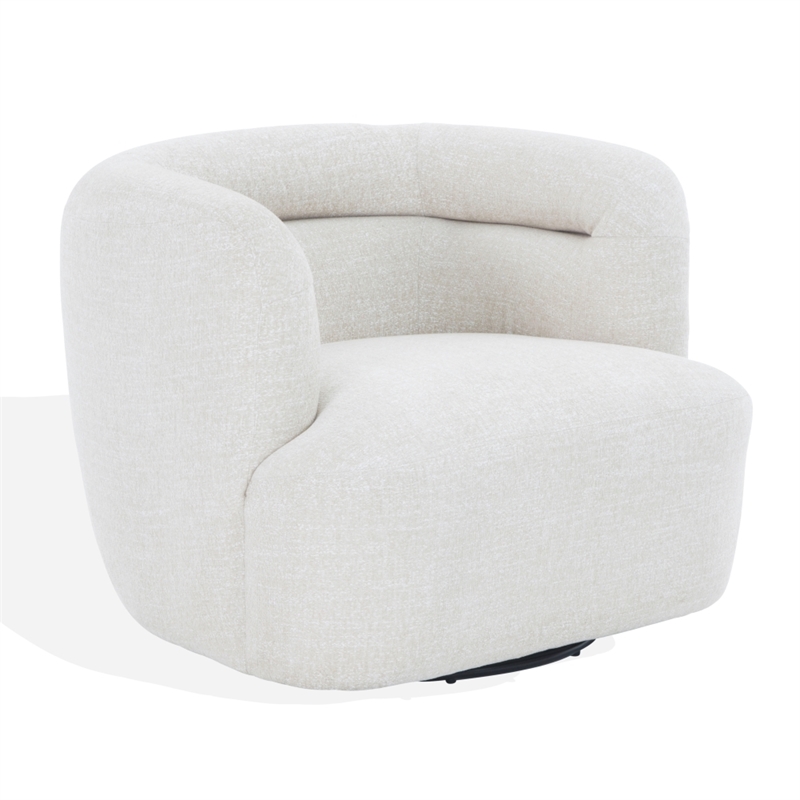 Safavieh Joangela Chenille and Wood Swivel Chair in Taupe