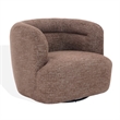 Safavieh Joangela Chenille and Wood Swivel Chair in Brown