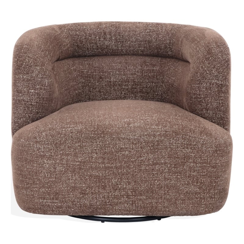 Safavieh Joangela Chenille and Wood Swivel Chair in Brown