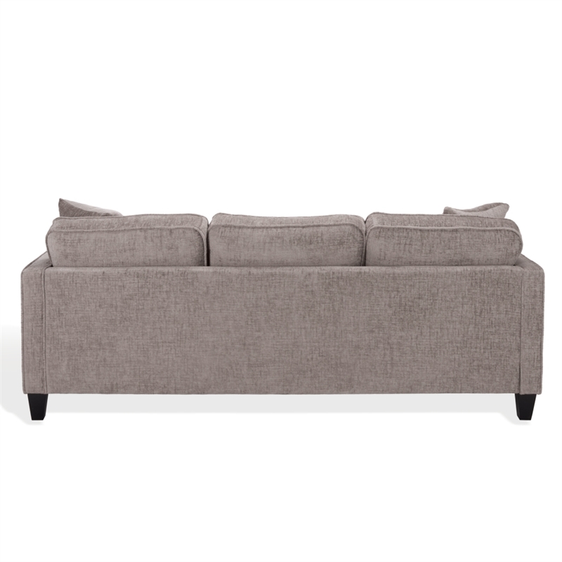 Safavieh Taylyn Chenille and Wood 3 Seat Sofa in Light Brown