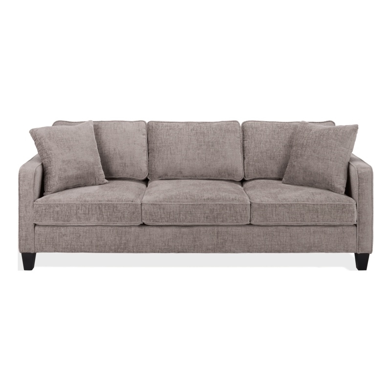 Safavieh Taylyn Chenille and Wood 3 Seat Sofa in Light Brown