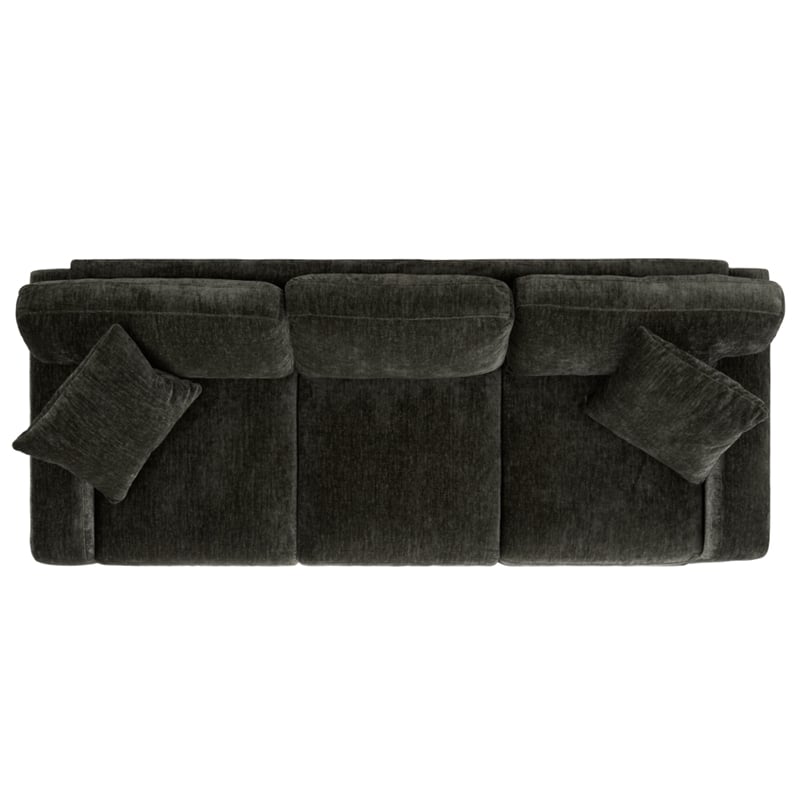 Safavieh Vasquez Chenille and Wood 3 Seat Sofa in Green