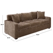 Safavieh Vasquez Chenille and Wood 3 Seat Sofa in Brown