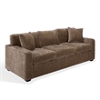 Safavieh Vasquez Chenille and Wood 3 Seat Sofa in Brown