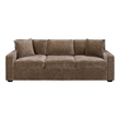 Safavieh Vasquez Chenille and Wood 3 Seat Sofa in Brown
