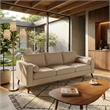 Safavieh Robertson Chenille and Wood 3 Seat Sofa in Taupe