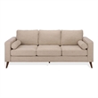 Safavieh Robertson Chenille and Wood 3 Seat Sofa in Taupe
