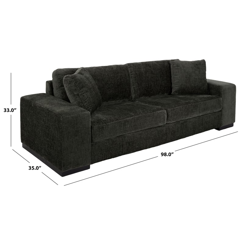 Safavieh Oakleigh Chenille and Wood Sofa in Green