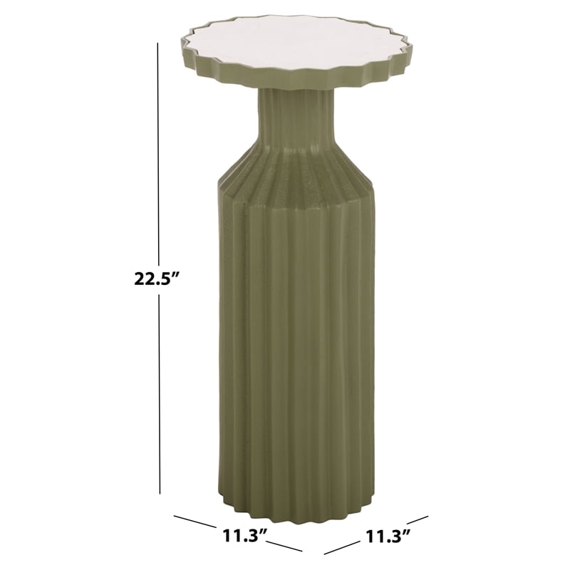 Safavieh Cindylyn Concrete Top Accent Table in Olive  / White
