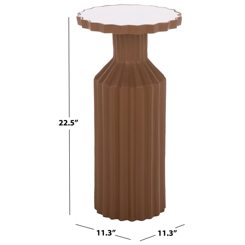 Safavieh Cindylyn Concrete Top Accent Table in Brown / White