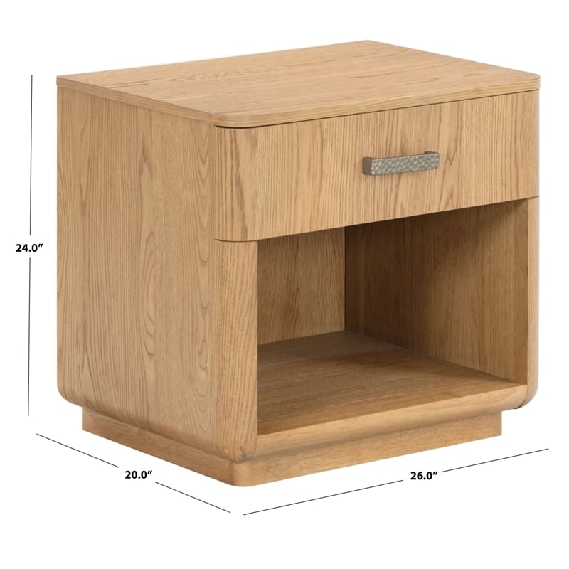 Safavieh Carmilla 1 Drawer Wood Nightstand in Brown / Oak