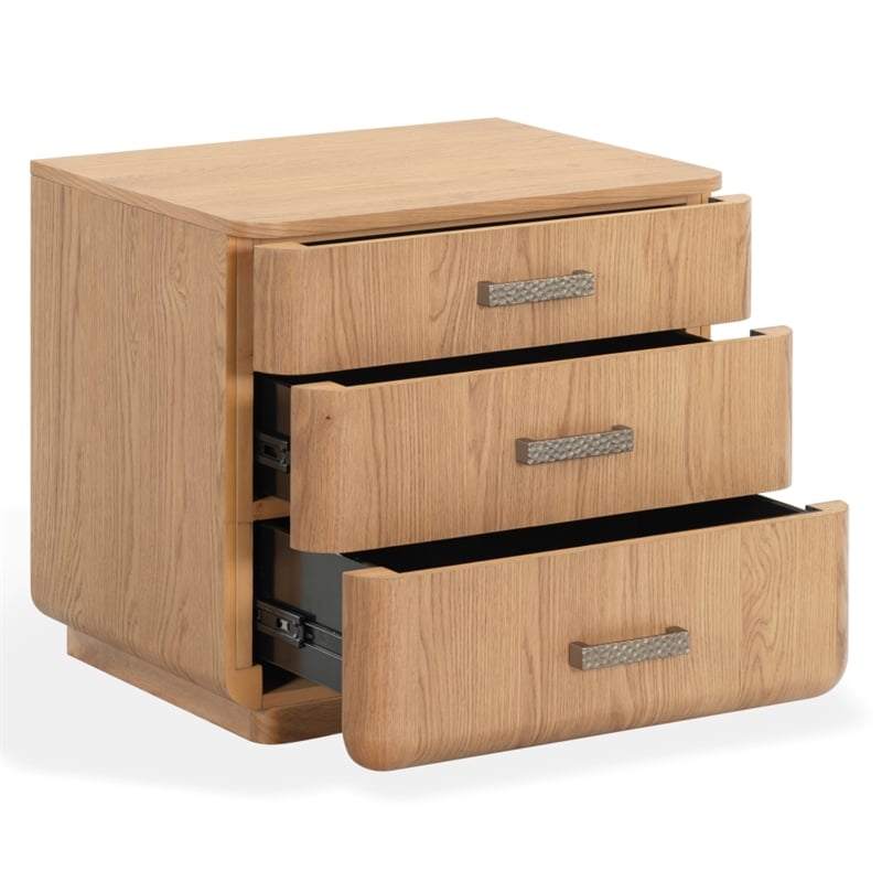 Safavieh Carmilla 3 Drawer Wood Nightstand in Brown / Oak