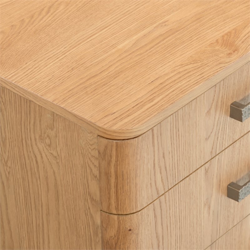 Safavieh Carmilla 3 Drawer Wood Nightstand in Brown / Oak