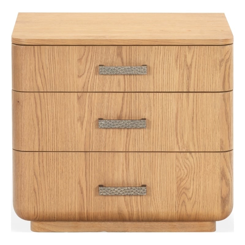 Safavieh Carmilla 3 Drawer Wood Nightstand in Brown / Oak