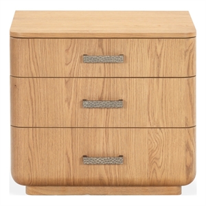 Safavieh Carmilla 3 Drawer Wood Nightstand in Brown / Oak
