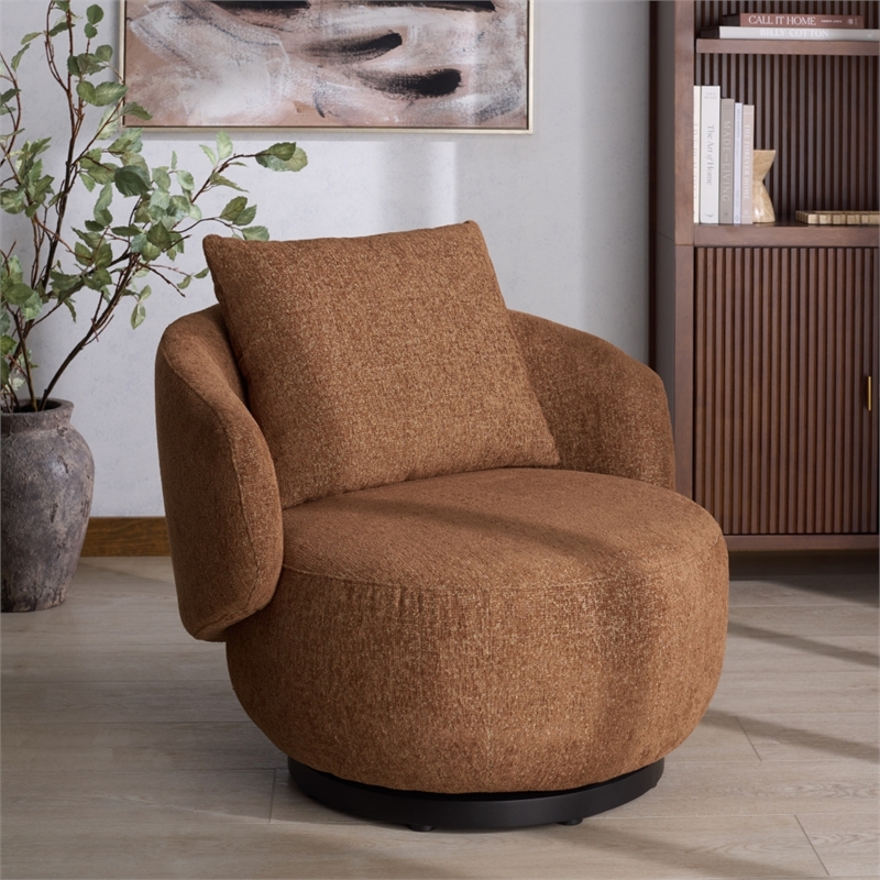 Safavieh Hannalisa Wood Swivel Chair in Brown