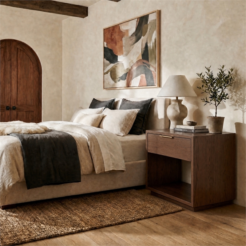 Safavieh Gabribecca 1 Drawer Wood Nightstand in Walnut