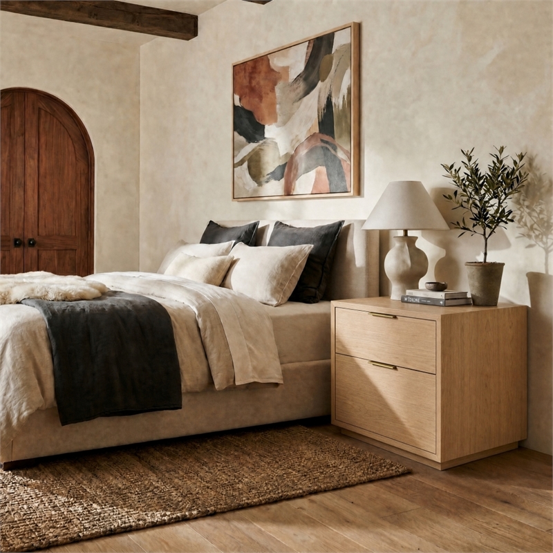 Safavieh Gabribecca 2 Drawer Wood Nightstand in Oak