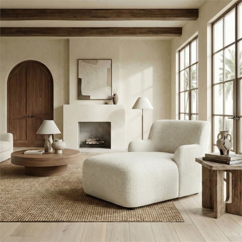 Safavieh Frederici Wood Chaise Lounge in Taupe