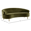 Safavieh Primrose Wood Curved Sofa in Olive  / Gold